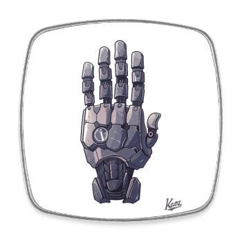 Roboter- oder Cyborg-Hand - Viereckiger Kühlschrankmagnet - Weiß - Vorne