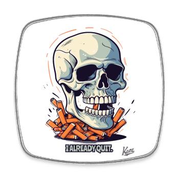 Rauchen aufgeben: Zigaretten und Totenkopf - Viereckiger Kühlschrankmagnet - Weiß - Vorne