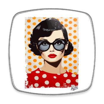 années 1950 Polka Dot Pop Art Femmes - Magnet carré - blanc - Devant