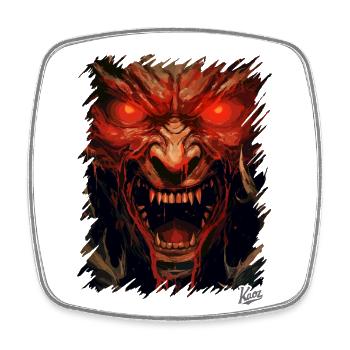 Böse Teufelsaugen: Monster Satan - Viereckiger Kühlschrankmagnet - Weiß - Vorne