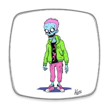 Squelette de zombie de dessin animé drôle fou - Magnet carré - blanc - Devant