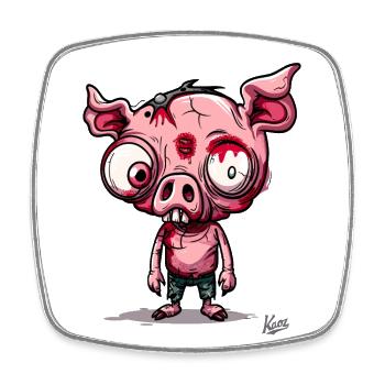 Unheimliches kleines Zombie-Schweinchen - Viereckiger Kühlschrankmagnet - Weiß - Vorne