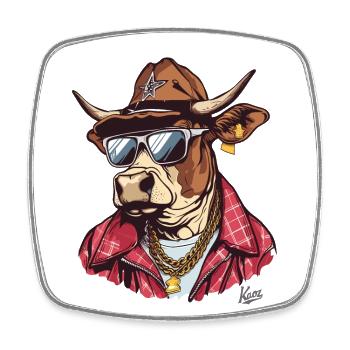 Super Cooler Ranger Cowboy Stier - Viereckiger Kühlschrankmagnet - Weiß - Vorne
