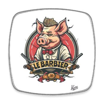 Le coiffeur cochon français - Magnet carré - blanc - Devant