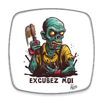 Zombie Worker: Skeleton "Excuse me" - Square fridge magnet - white - Front