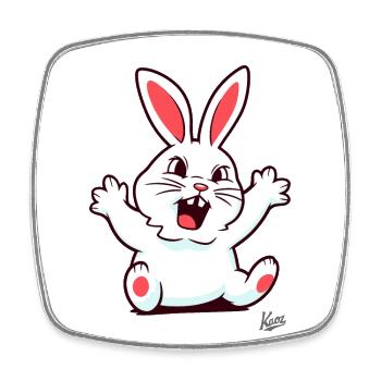 Unzufrieden: Nörgelnder kleiner weißer Hase - Viereckiger Kühlschrankmagnet - Weiß - Vorne