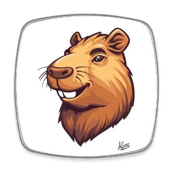 Le drôle et joli capybara - Magnet carré - blanc - Devant