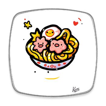 Kawaii Ramen Suppe - Viereckiger Kühlschrankmagnet - Weiß - Vorne