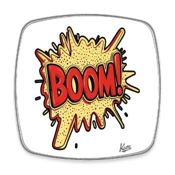 Boom – Cartoon Comic Explosion - Viereckiger Kühlschrankmagnet - Weiß - Vorne