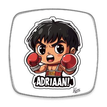 Chibi boxing legend Rock Y calls for Adrian - Square fridge magnet - white - Front