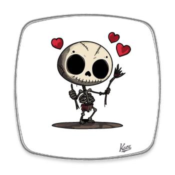 Voodoo Doll Skeleton with Hearts and Love - Square fridge magnet - white - Front