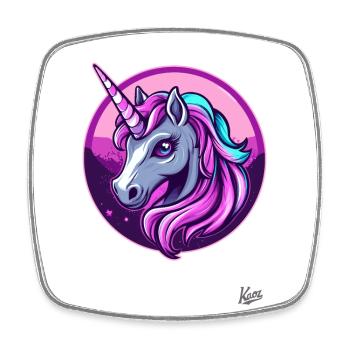 Süßes und cooles Einhorn - Viereckiger Kühlschrankmagnet - Weiß - Vorne