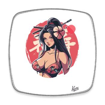 Sur la plage, une fille au Japon Okinawa - Magnet carré - blanc - Devant