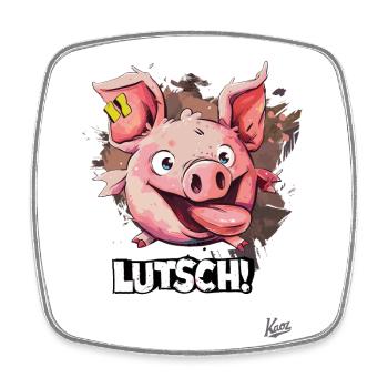 Funny pig says: Suck - Square fridge magnet - white - Front