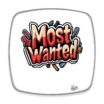 Most Wanted Graffiti - Viereckiger Kühlschrankmagnet - Weiß - Vorne