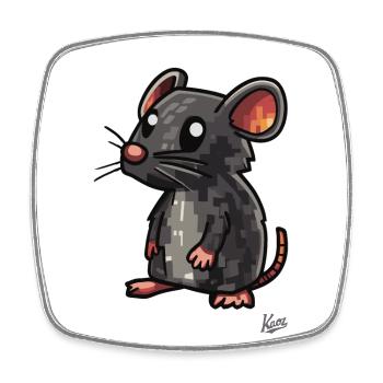 Lustige Ratte Maus - Viereckiger Kühlschrankmagnet - Weiß - Vorne