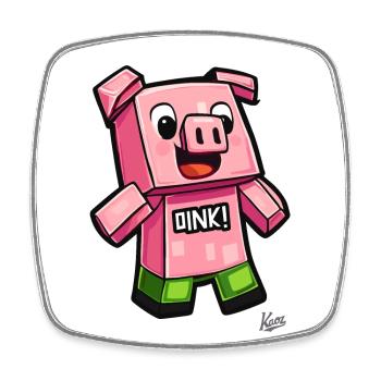 hier kommt das lustige oink Pixel-Schwein - Viereckiger Kühlschrankmagnet - Weiß - Vorne