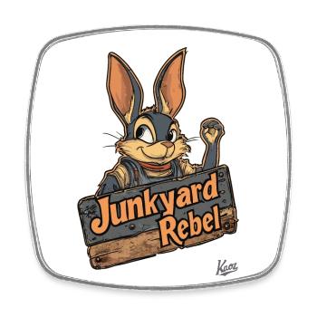 This rabbit is the junkyard rebel in town - Square fridge magnet - white - Front
