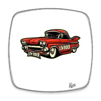 Cholo Classic Car: Lowrider-Legende auf der Straße - Viereckiger Kühlschrankmagnet - Weiß - Vorne