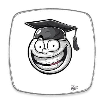 Chapeau de graduation drôle : Visage de génie - Magnet carré - blanc - Devant