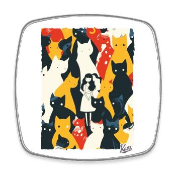 Abstrakte Kunst der Dame mit Katzen - Viereckiger Kühlschrankmagnet - Weiß - Vorne
