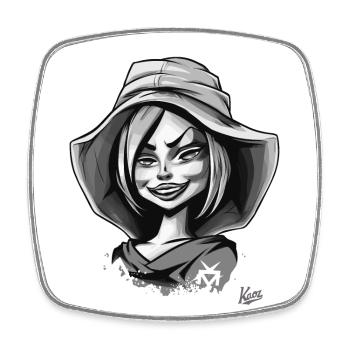 Influencer Beauty Cartoon Girl - Square fridge magnet - white - Front