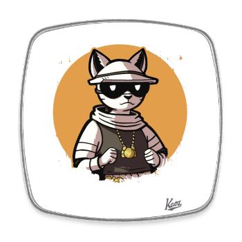 The cool hip-hop cat, the music rap cat - Square fridge magnet - white - Front