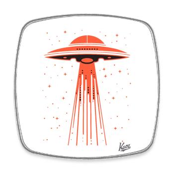 Another abduction by aliens, UFO - Square fridge magnet - white - Front
