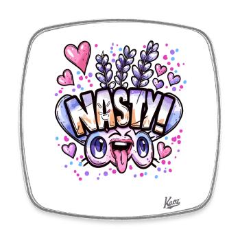 7609 lavender hearts and nasty love - Square fridge magnet - white - Front