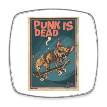 Skateboard Zombie Dog : Punk est mort - Magnet carré - blanc - Devant