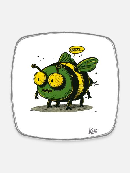 Die coole und hässliche Hummel-Rummel-Biene - Viereckiger Kühlschrankmagnet - Weiß