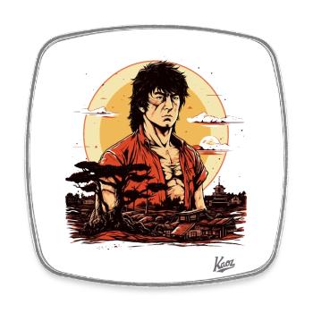 Japanese Action Hero: Martial Arts Master - Square fridge magnet - white - Front