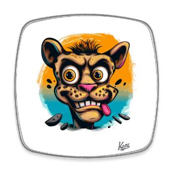 Africa and the funny danger of big cats - Square fridge magnet - white - Front