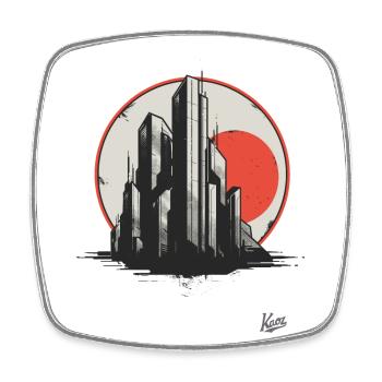Brutal architecture of the future and science - Square fridge magnet - white - Front