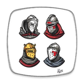 Mittelalterliche Helme der Ritter - Viereckiger Kühlschrankmagnet - Weiß - Vorne