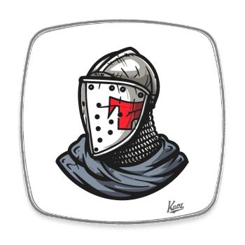 Mittelalterlicher Helm bretonische Ritter - Viereckiger Kühlschrankmagnet - Weiß - Vorne