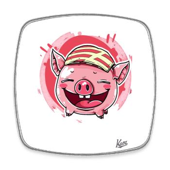 Cochon heureux et drôle - Magnet carré - blanc - Devant