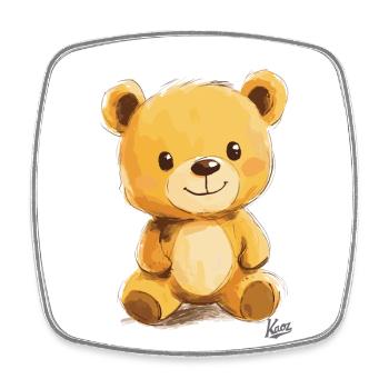 Fluffy friend for life, a cuddly bear - Square fridge magnet - white - Front