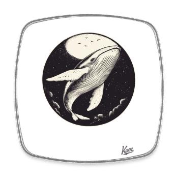 Blue whale in the sky with moon and stars - Square fridge magnet - white - Front
