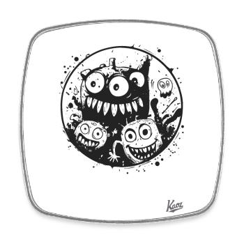 Tinte und lustige Monster - Viereckiger Kühlschrankmagnet - Weiß - Vorne