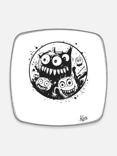 Ink and funny monsters - Square fridge magnet - white