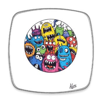 Lustige Monster-Freunde - Viereckiger Kühlschrankmagnet - Weiß - Vorne