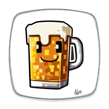 Pixel-Handwerker-Bier - Viereckiger Kühlschrankmagnet - Weiß - Vorne