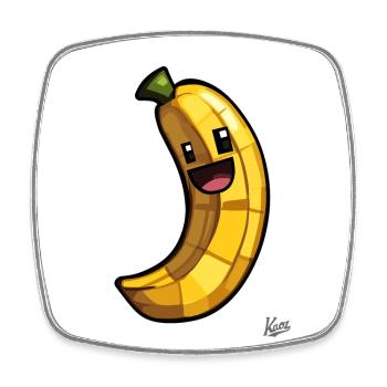 Lustige Pixel-Banane - Viereckiger Kühlschrankmagnet - Weiß - Vorne
