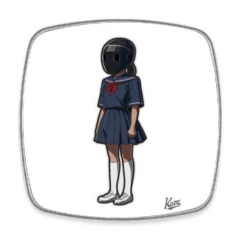 Écolière avec casque - Magnet carré - blanc - Devant
