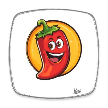 Hallo! Lustige scharfe Pepperoni - Viereckiger Kühlschrankmagnet - Weiß - Vorne