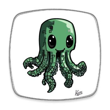 Lustiger Grüner Pixel-Oktopus-Krake - Viereckiger Kühlschrankmagnet - Weiß - Vorne