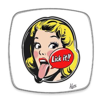Dessin animé pop des années 1950 : Lick It - Magnet carré - blanc - Devant