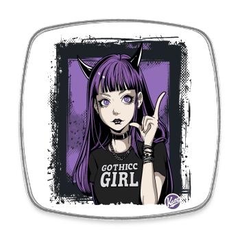 Cute and Cool: Gothic Girl - Square fridge magnet - white - Front