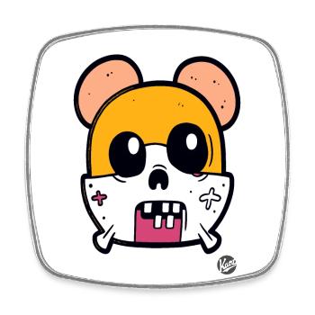 Gefährlicher Cartoon Totenkopf: Maus Gefahr! - Viereckiger Kühlschrankmagnet - Weiß - Vorne